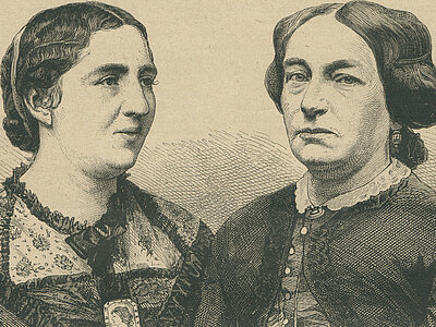 A-F1-00361 Doppelporträt von Auguste Schmidt und Louise Otto-Peters, ca. 1870. Gemeinfrei.