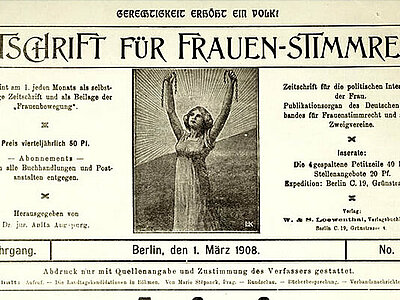 AddF, Kassel: Zeitschrift für Frauenstimmrecht, 2. Jg., 1908, Nr.3. Rechte vorbehalten - freier Zugang.