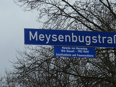Straßenschild Meysenbugstraße Kassel, Foto: Addf Kassell, Rechte vorbehalten.