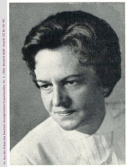 Porträt Irmgard von Meibom in: Aus der Arbeit des Deutsch-Evangelischen Frauenbundes, Nr. 3, 1966; Bestand AddF Kassel, Sign.: CCBy-SA-NC